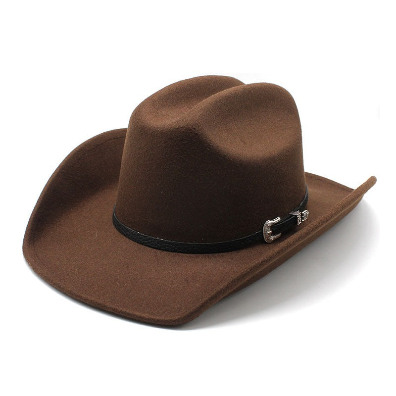 Western Europe and The United States Cowboy Hat Men and Women Fashion Word Top Wool Hat Ethnic Tibetan Cowboy Hat