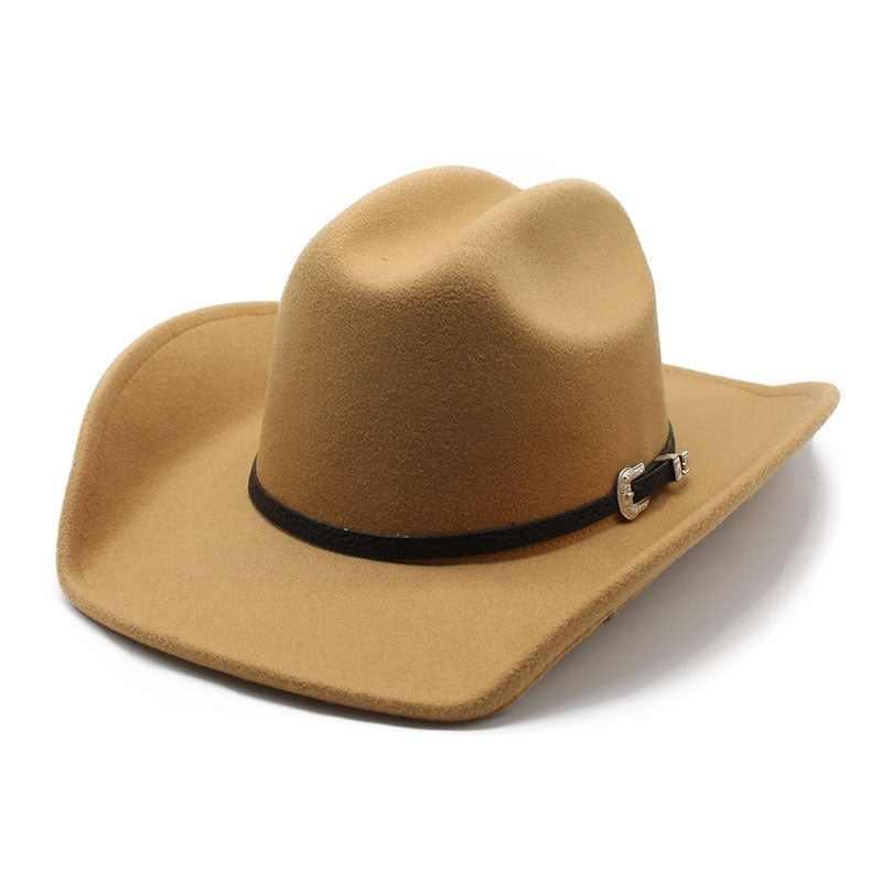 Western Europe and The United States Cowboy Hat Men and Women Fashion Word Top Wool Hat Ethnic Tibetan Cowboy Hat